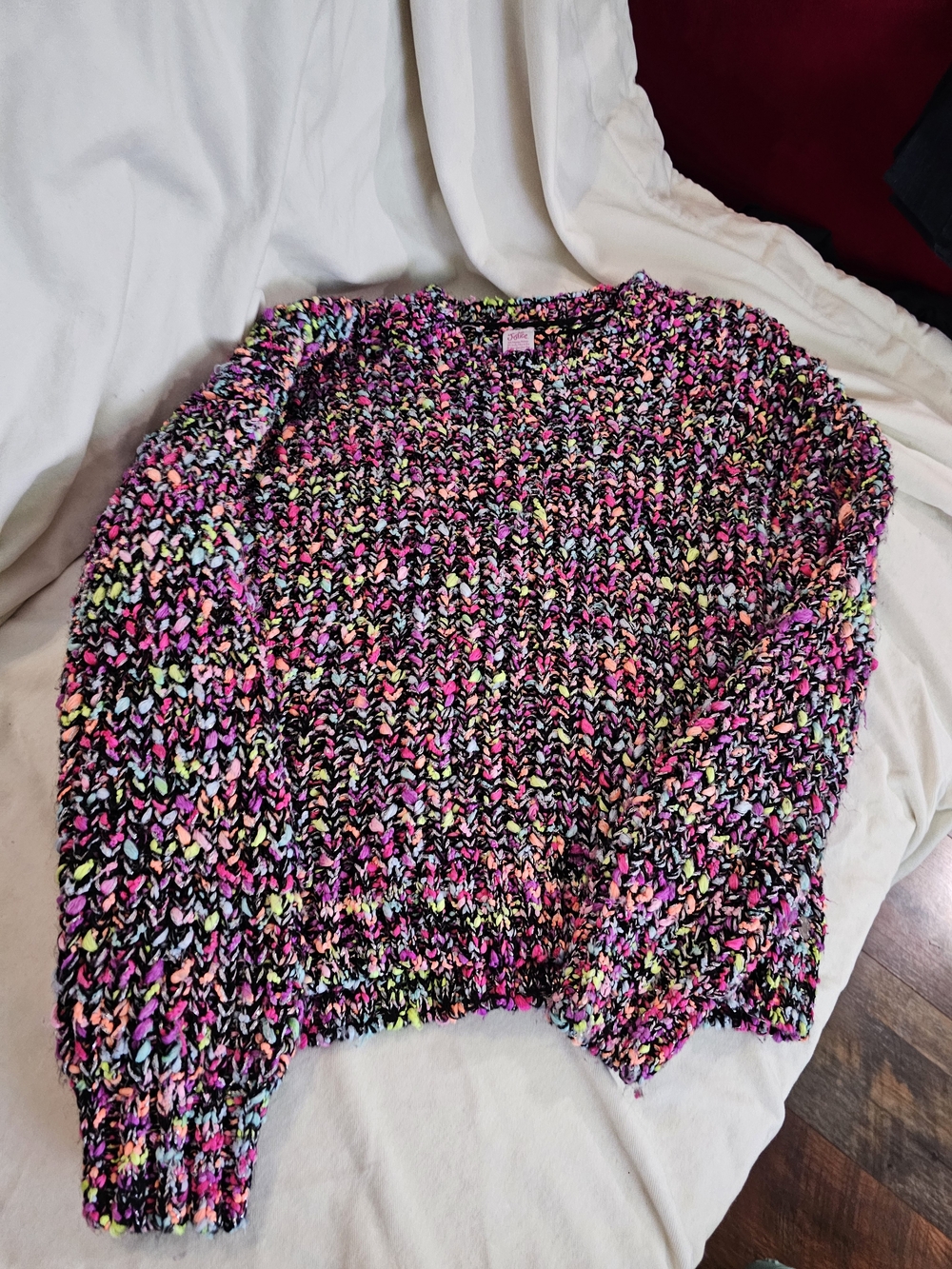 Multicolor Chunky Knit Women's Sweater - Vibrant Pink Accent